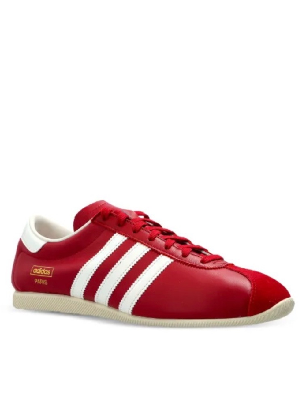 adidas Paris Red Leather Sneaker with White Three Stripes size 7.5 brand new